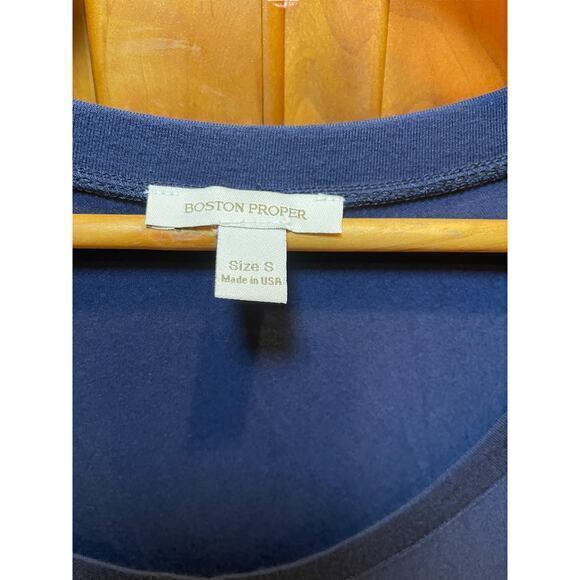 Boston Proper Navy Blue Basic Longsleeve Stretchy T-Shirt Top Women Small‎ - Picture 8 of 9